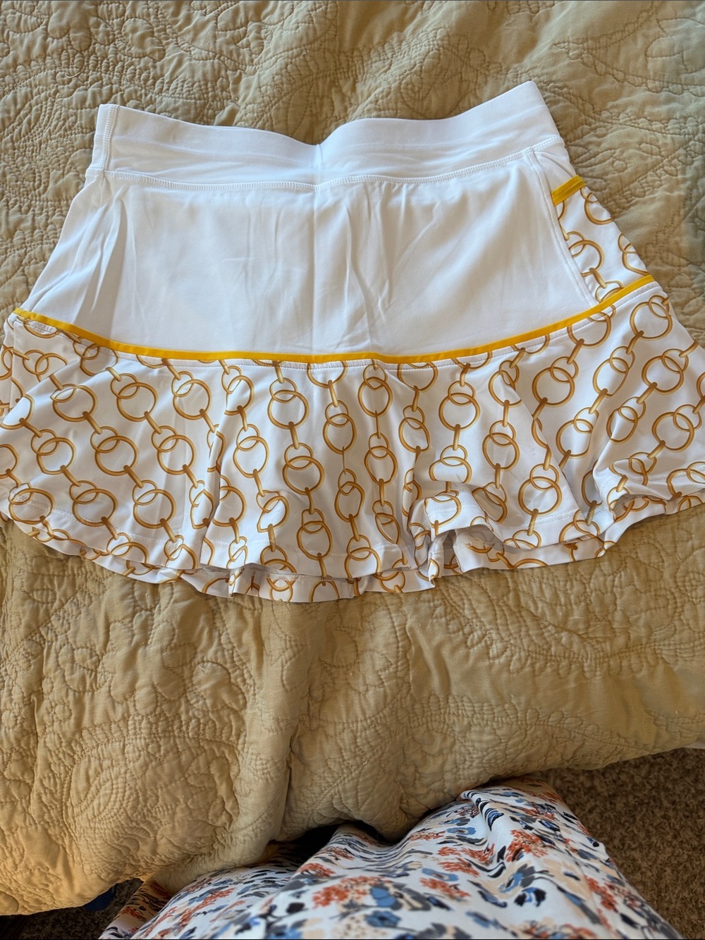 Tennis skirt- White & Gold Patterned Mini Skirt